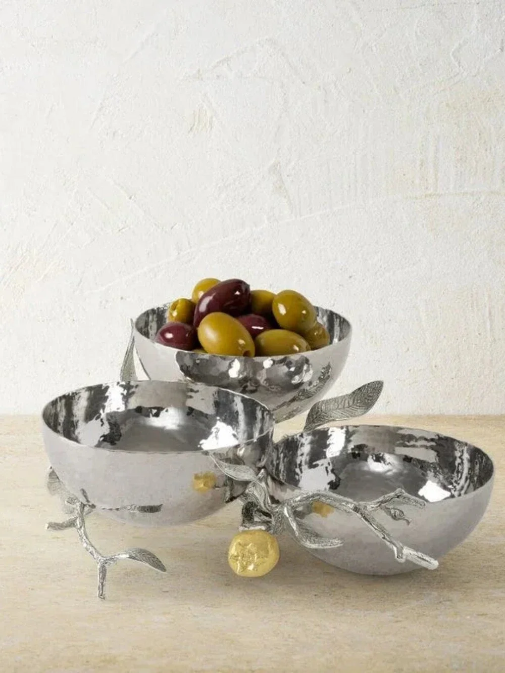 Michael Aram Pomegranate Silver and Gold Triple Bowl